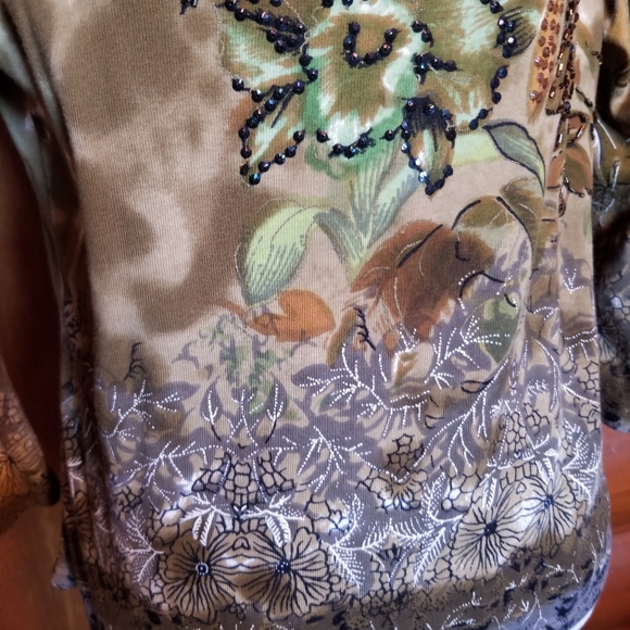 Ash & Sara Pullover Shirt Multicolored Floral Sz M - Picture 4 of 7